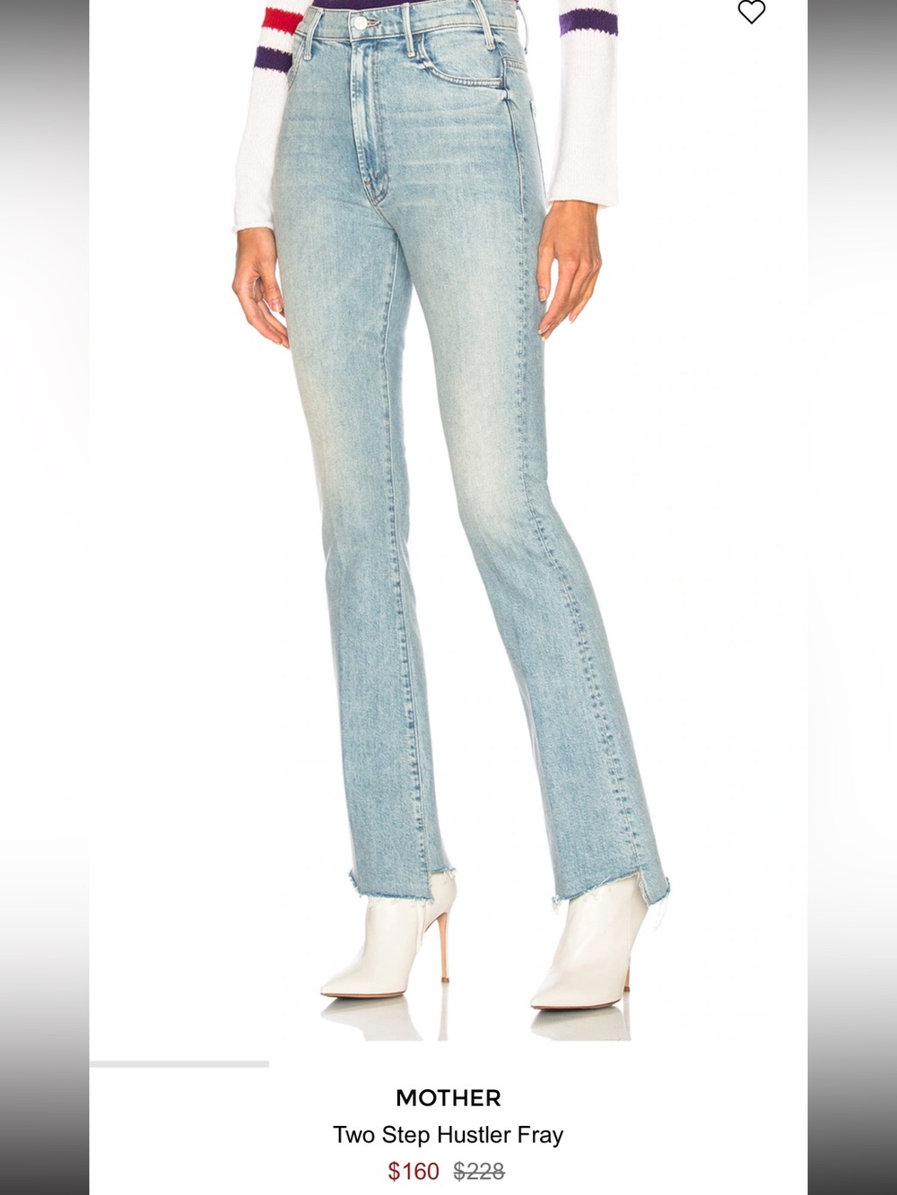 MOTHER Light Blue Straight-Leg Jeans with Frayed Hem